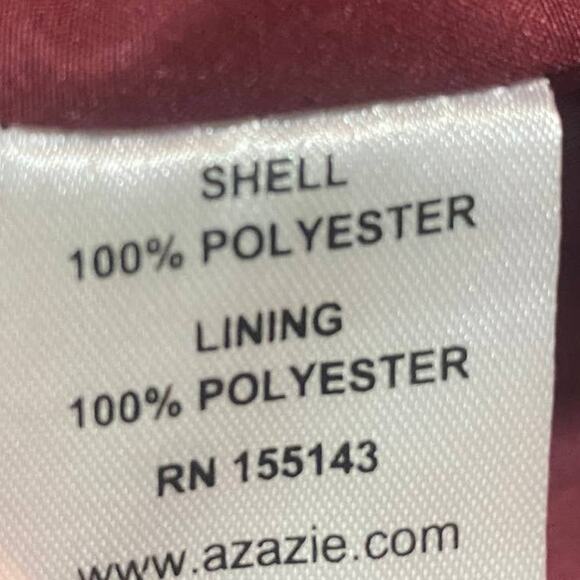 Azazie Empire Waist Gown Draped Front Mesh Overlay Maxi V Neck Burgundy Womens 8 - Picture 7 of 10